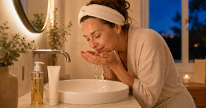 doppia detersione con acqua tiepida e non troppo calda