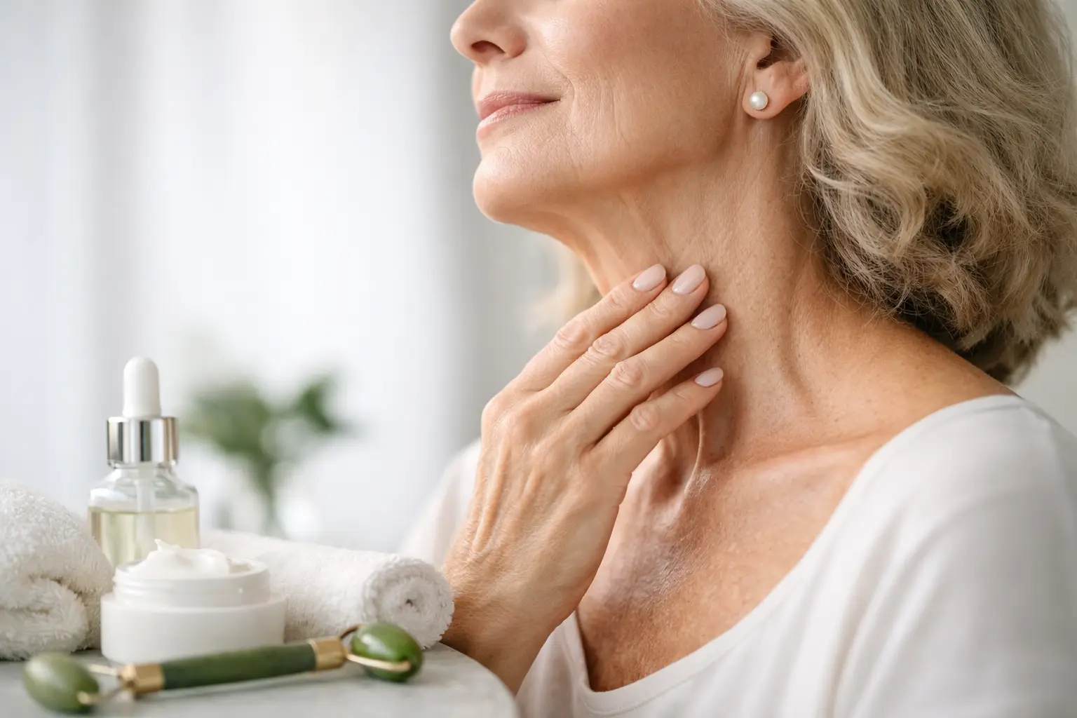 Rughe collo: skincare delicata per pelle matura